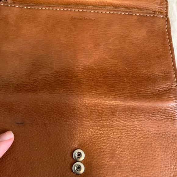 Fossil Genuine Leather Button Closure Flap Wallet Clutch Card Holder Tan Boho - Picture 7 of 16